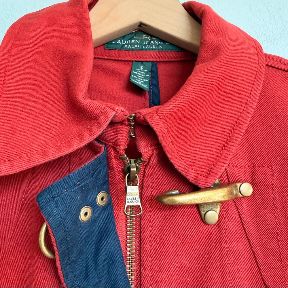 Ralph Lauren Vintage LRL Lauren Jean Co Red Toggle Fireman Jacket - Picture 6 of 7